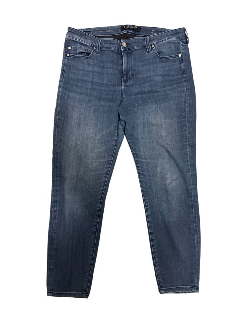 Liverpool Los Angeles Petite 12/31 Distressed Skinny Jeans Dark Wash Raw Hem